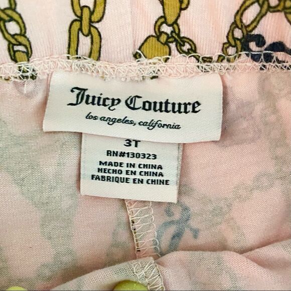 Girls 3T Juicy Couture Pink Chain & Locket Legging - Picture 3 of 6